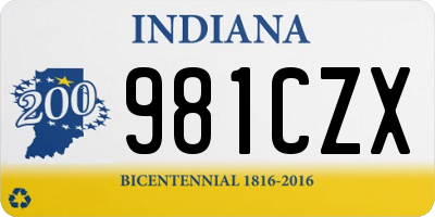 IN license plate 981CZX