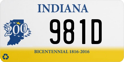 IN license plate 981D