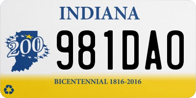 IN license plate 981DAO