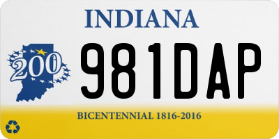IN license plate 981DAP