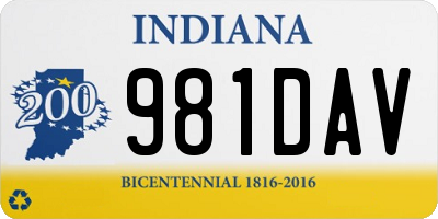 IN license plate 981DAV