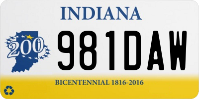 IN license plate 981DAW