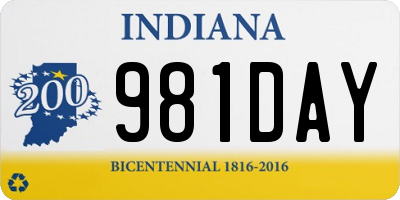 IN license plate 981DAY