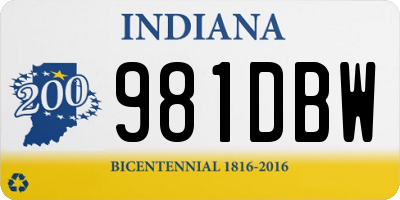 IN license plate 981DBW