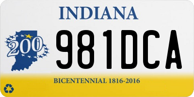 IN license plate 981DCA