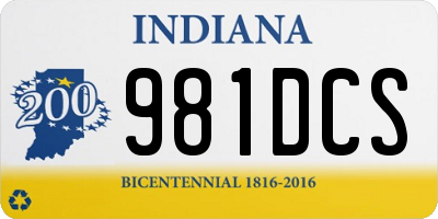 IN license plate 981DCS