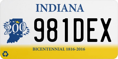 IN license plate 981DEX