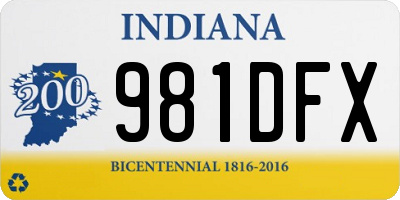 IN license plate 981DFX