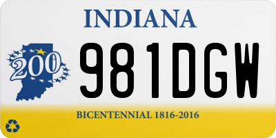 IN license plate 981DGW