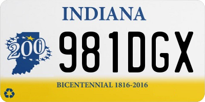 IN license plate 981DGX