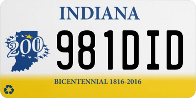 IN license plate 981DID