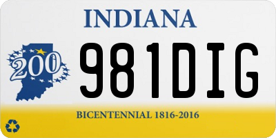 IN license plate 981DIG