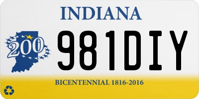IN license plate 981DIY