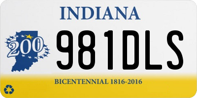 IN license plate 981DLS