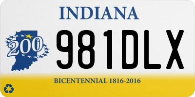 IN license plate 981DLX