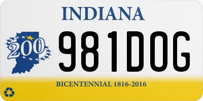 IN license plate 981DOG