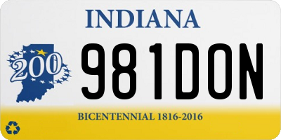IN license plate 981DON