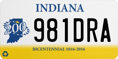 IN license plate 981DRA