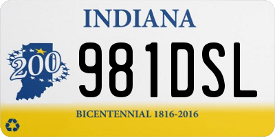 IN license plate 981DSL