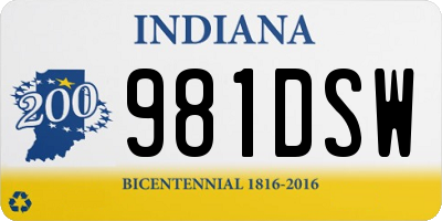 IN license plate 981DSW