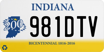 IN license plate 981DTV