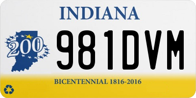 IN license plate 981DVM