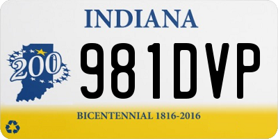 IN license plate 981DVP