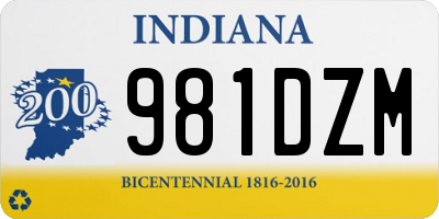 IN license plate 981DZM