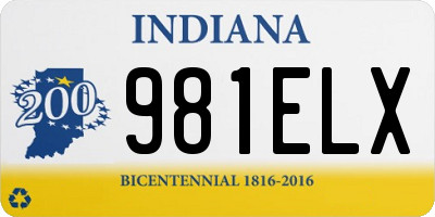IN license plate 981ELX