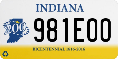 IN license plate 981EOO