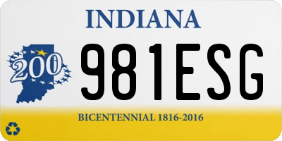IN license plate 981ESG