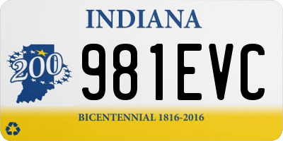 IN license plate 981EVC