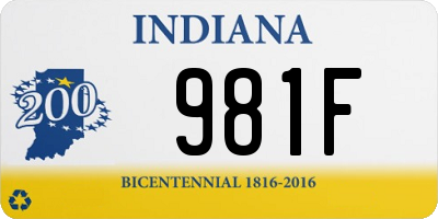 IN license plate 981F