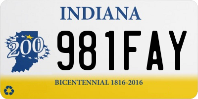 IN license plate 981FAY