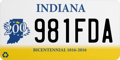 IN license plate 981FDA