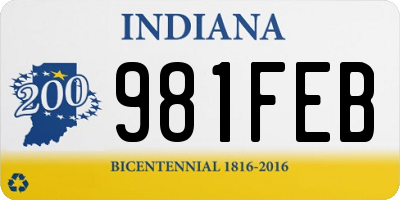 IN license plate 981FEB