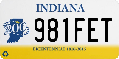 IN license plate 981FET