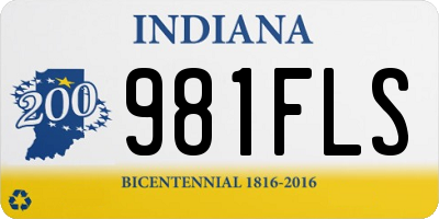 IN license plate 981FLS