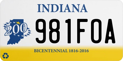 IN license plate 981FOA