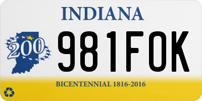 IN license plate 981FOK