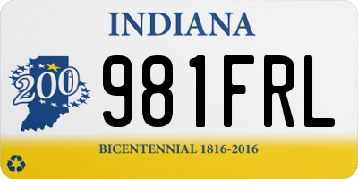 IN license plate 981FRL