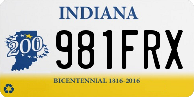 IN license plate 981FRX
