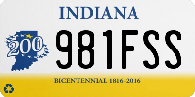 IN license plate 981FSS