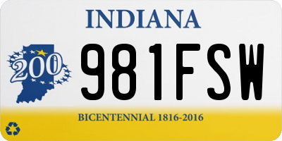 IN license plate 981FSW