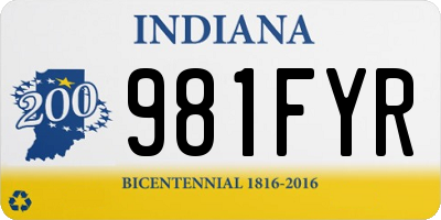 IN license plate 981FYR