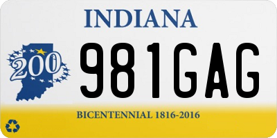 IN license plate 981GAG