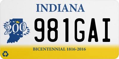 IN license plate 981GAI