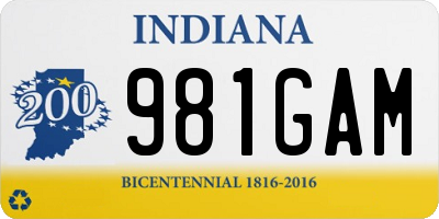 IN license plate 981GAM