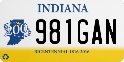 IN license plate 981GAN