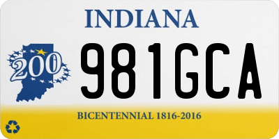 IN license plate 981GCA